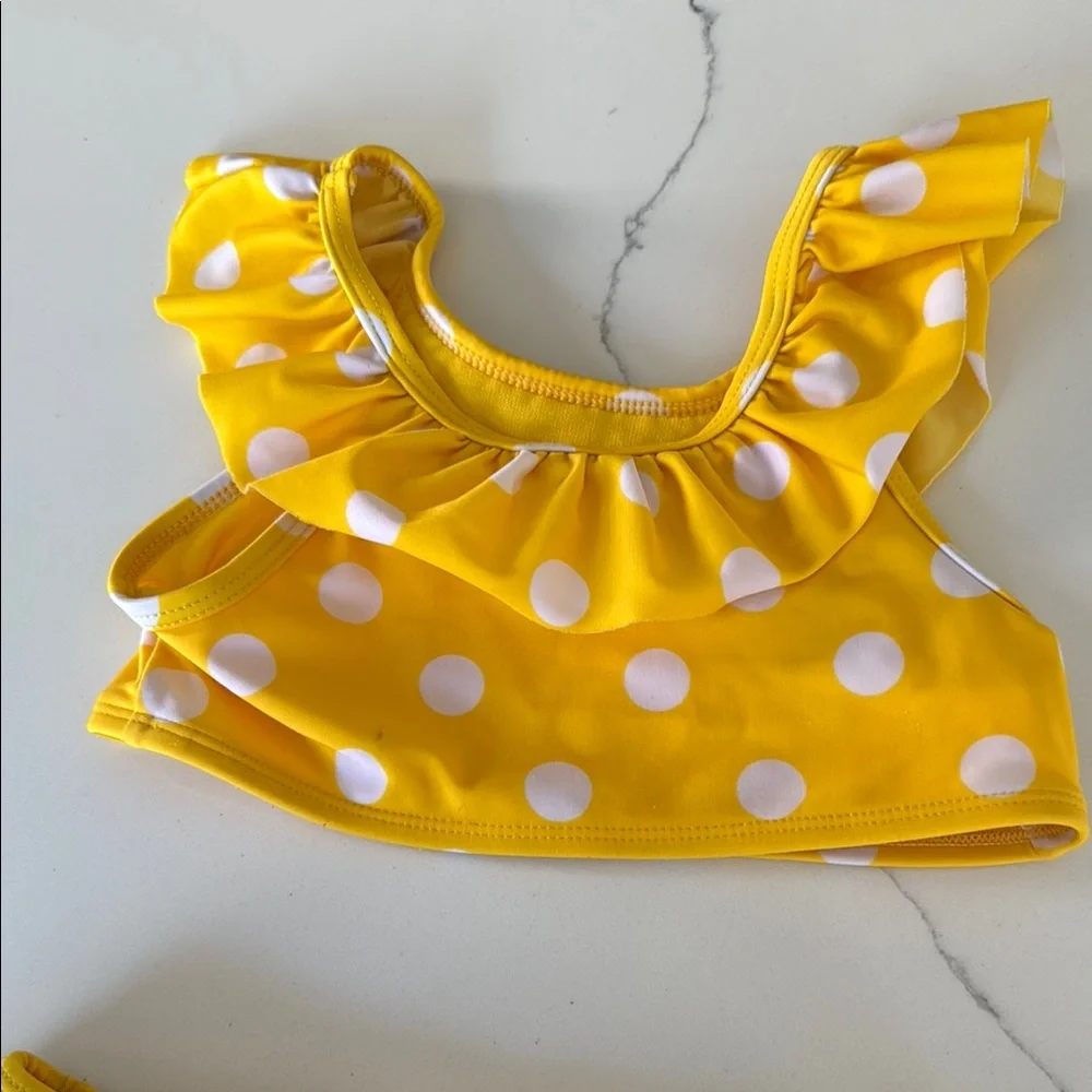 Yellow Polka Dot Ruffle Bikini Set